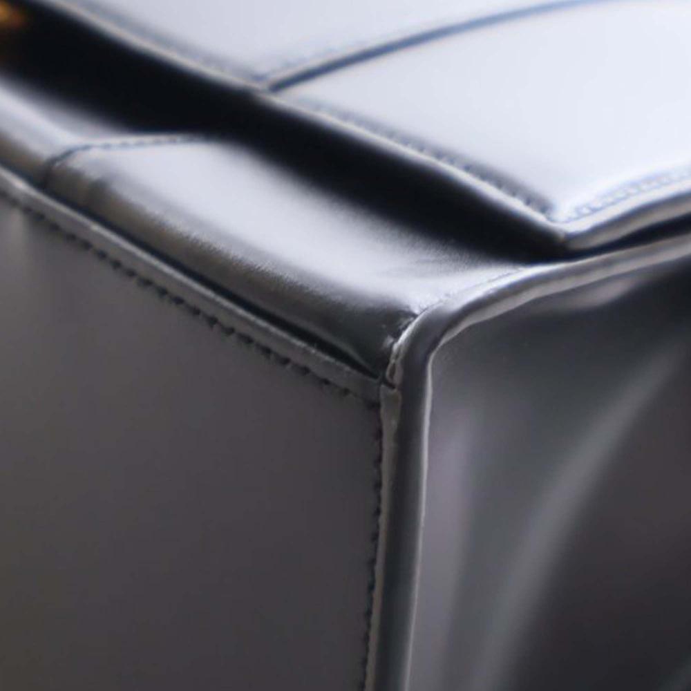 Balenciaga AB Balenciaga Black Calf Leather Medium Smooth skin Hourglass Top Handle Bag Italy