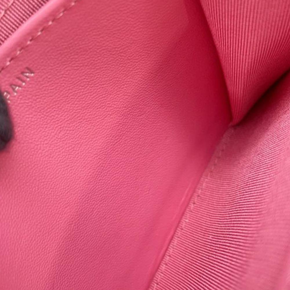 Chanel AB Chanel Pink Lambskin Leather Leather CC Quilted Lambskin Flap Card Holder on Chain Spain