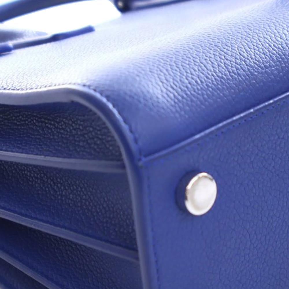 Saint Laurent AB Saint Laurent Blue Calf Leather Nano Sac De Jour Satchel Italy