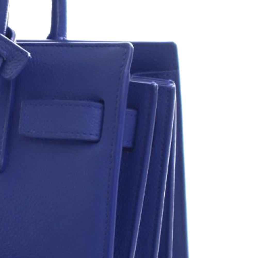 Saint Laurent AB Saint Laurent Blue Calf Leather Nano Sac De Jour Satchel Italy