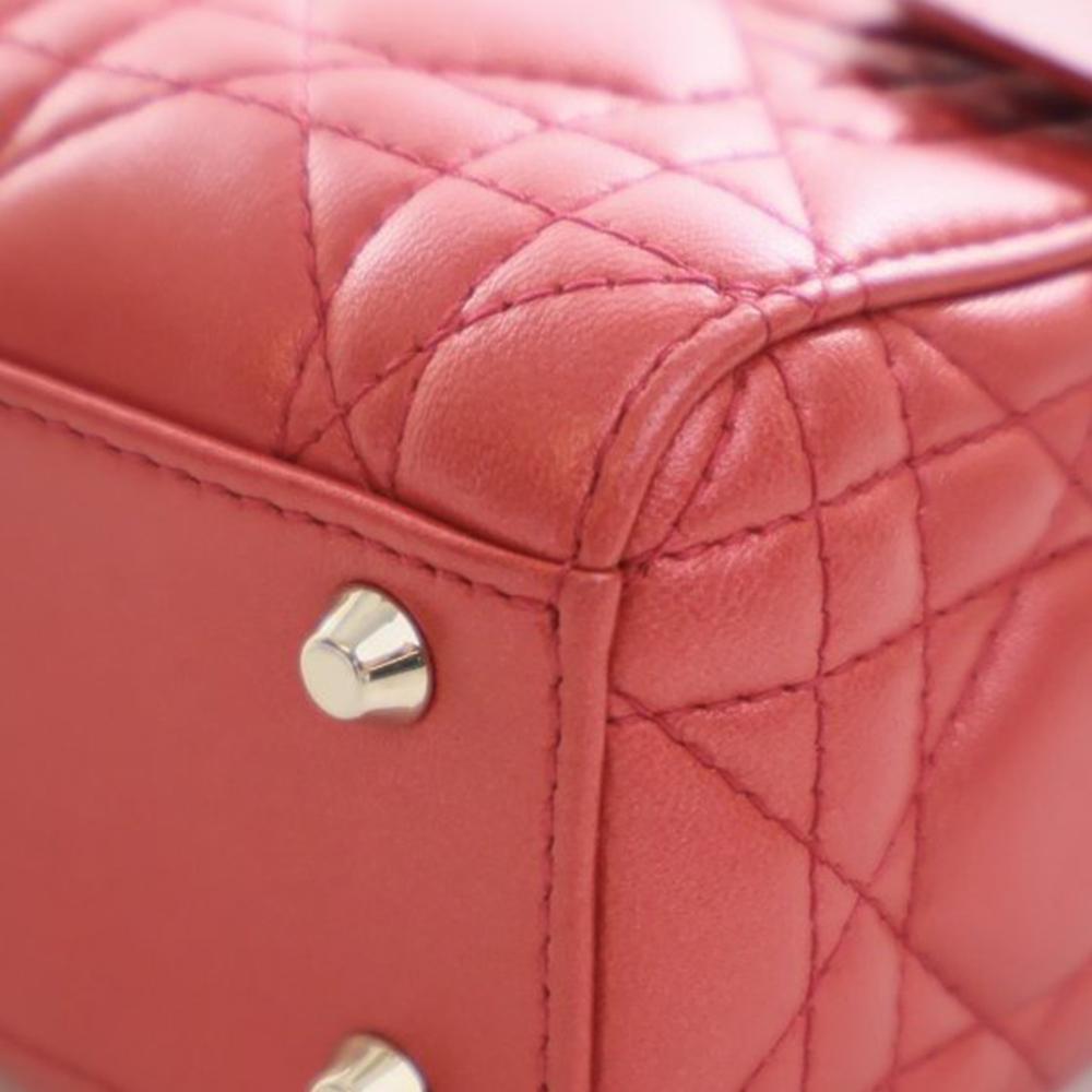 Christian Dior AB Dior Red Lambskin Leather Leather Mini Iridescent Lambskin Cannage Lady Dior Italy