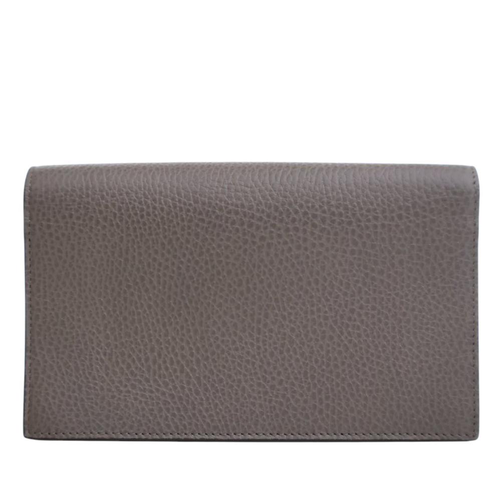 Gucci AB Gucci Gray Calf Leather Interlocking G Dollar Wallet on Chain Italy