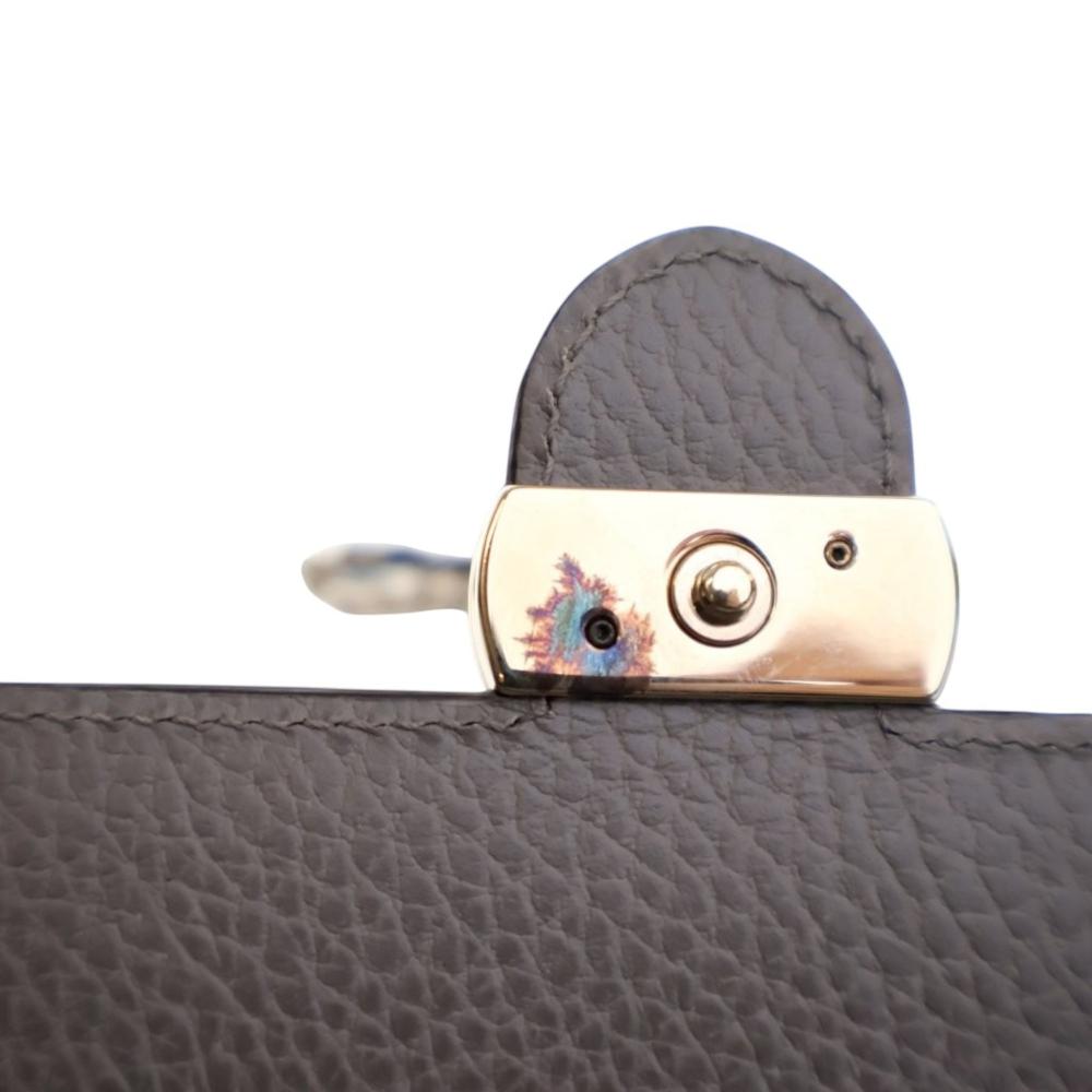 Gucci AB Gucci Gray Calf Leather Interlocking G Dollar Wallet on Chain Italy