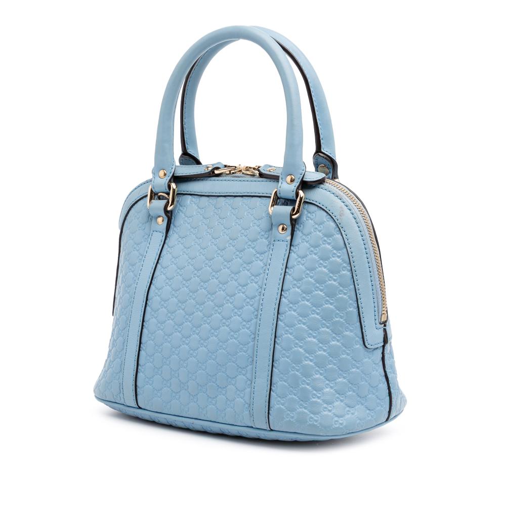 Gucci B Gucci Blue Light Blue Calf Leather Mini Microguccissima Dome Satchel Italy