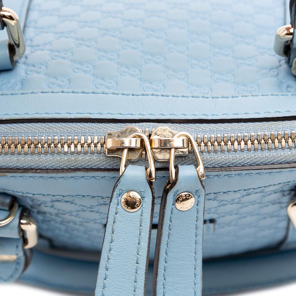 Gucci B Gucci Blue Light Blue Calf Leather Mini Microguccissima Dome Satchel Italy