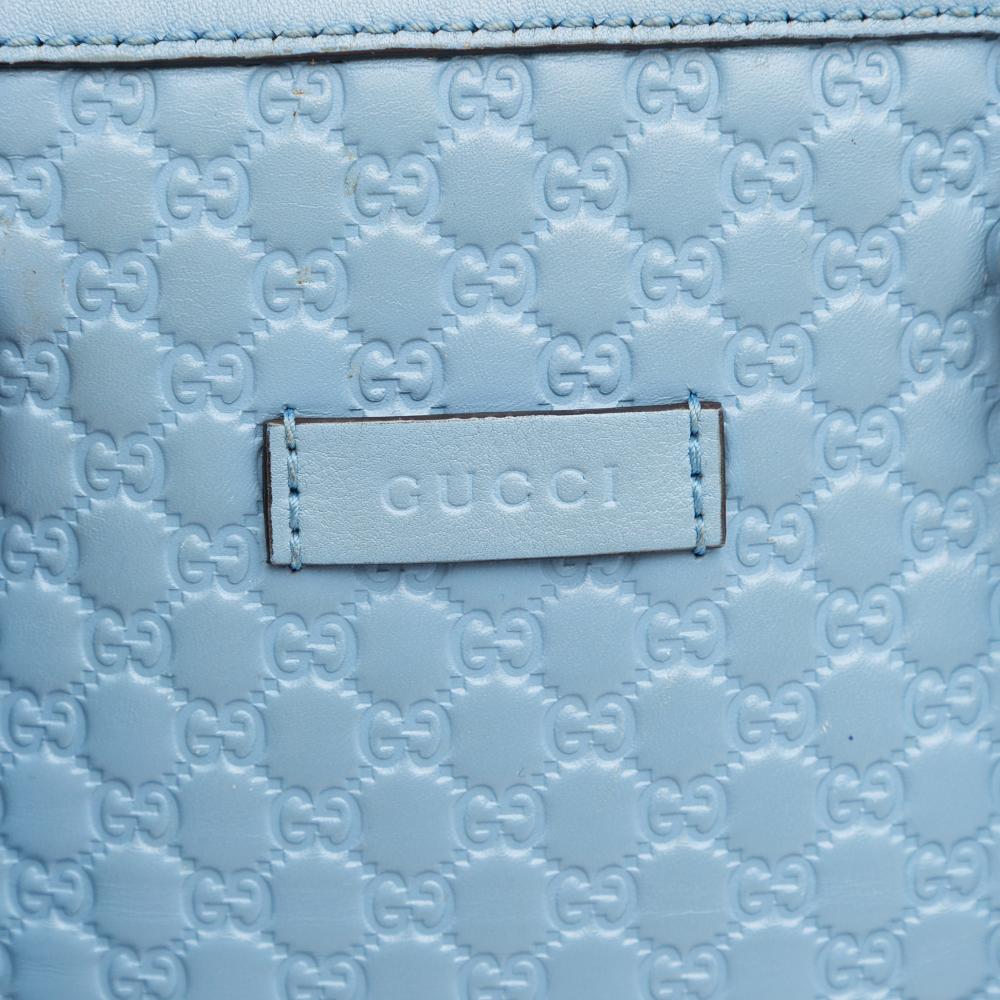Gucci B Gucci Blue Light Blue Calf Leather Mini Microguccissima Dome Satchel Italy