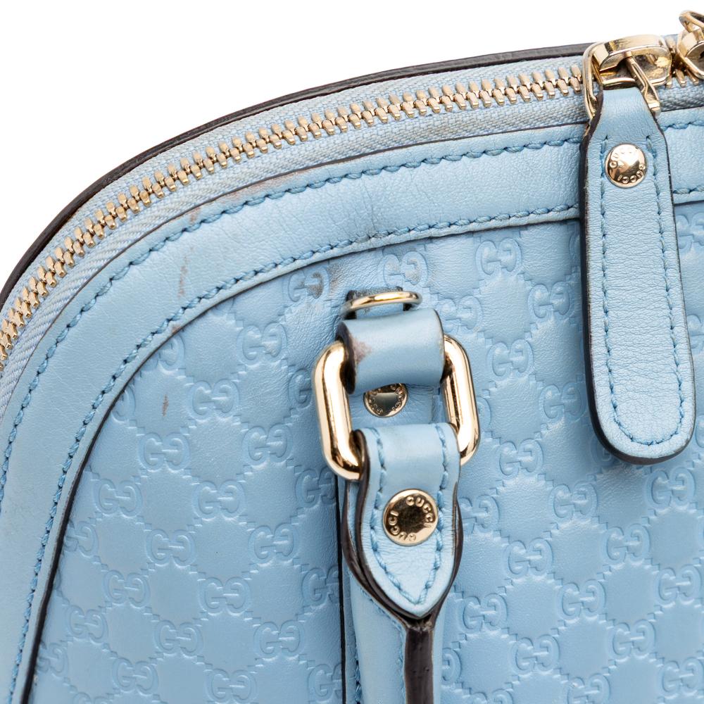 Gucci B Gucci Blue Light Blue Calf Leather Mini Microguccissima Dome Satchel Italy