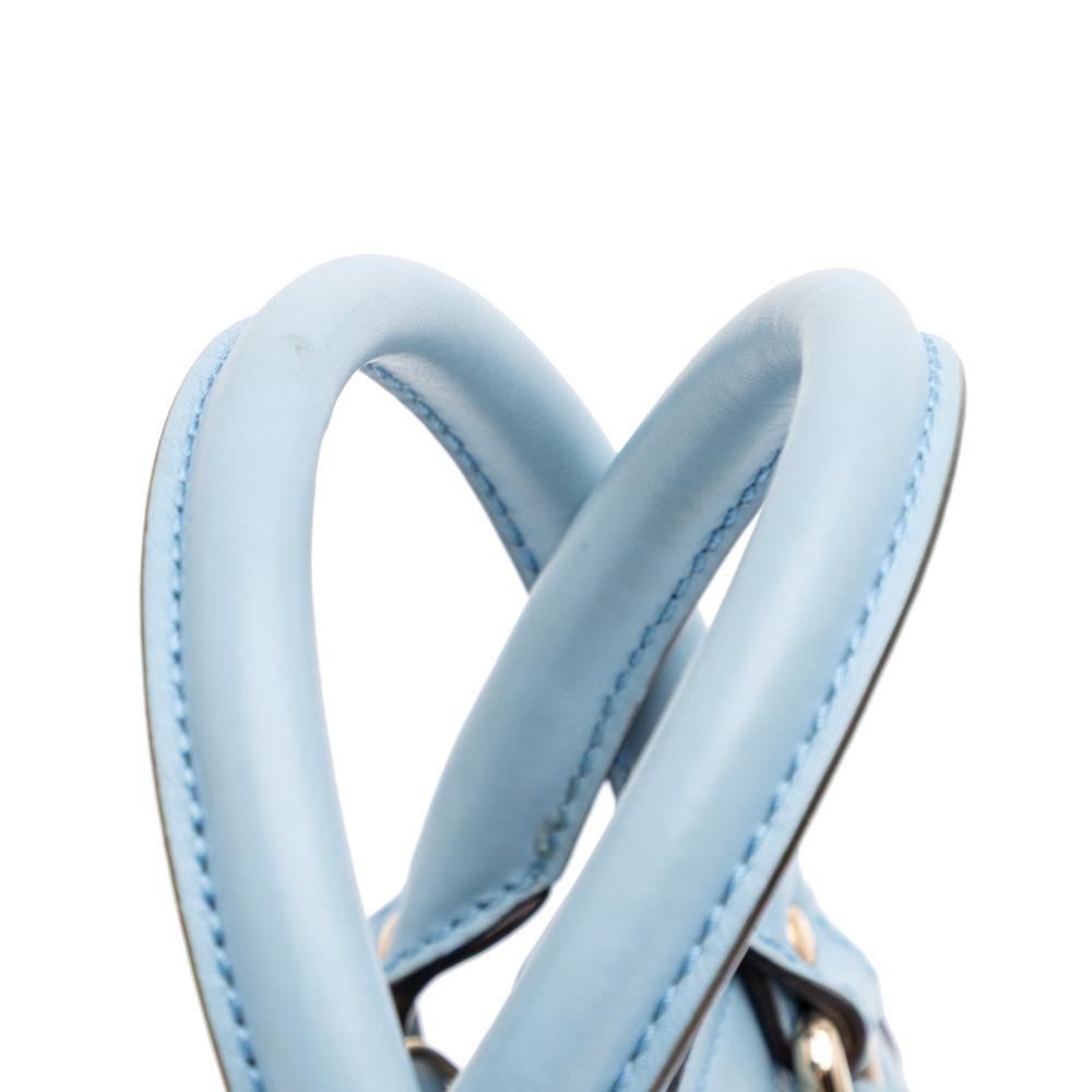 Gucci B Gucci Blue Light Blue Calf Leather Mini Microguccissima Dome Satchel Italy