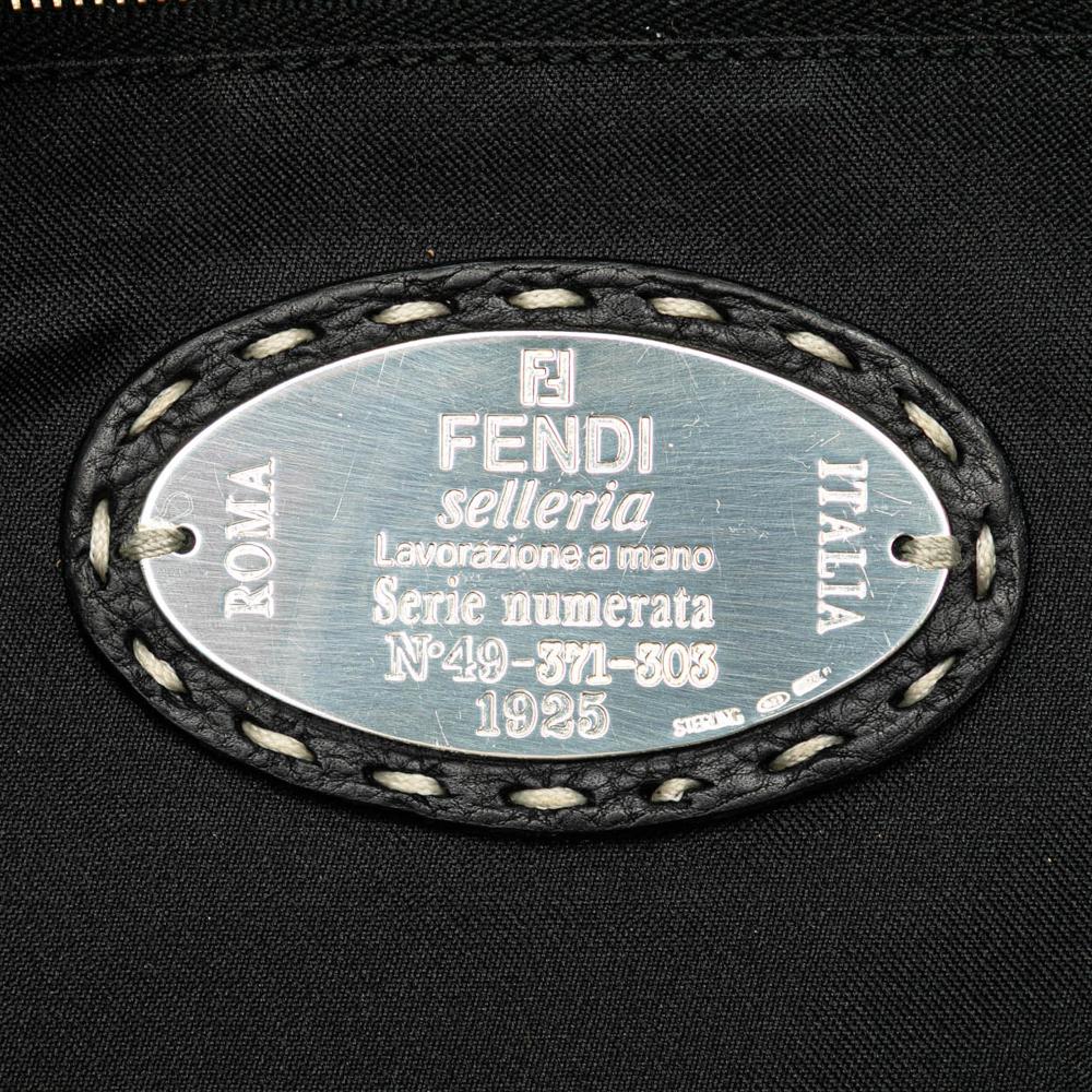 Fendi B Fendi Black Canvas Fabric Selleria Studded Shoulder Bag Italy