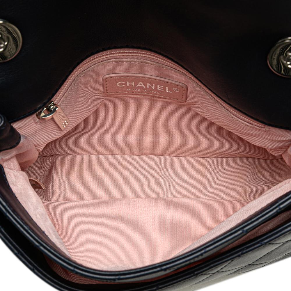 Chanel B Chanel Blue Navy Lambskin Leather Leather Quilted Lambskin and Tweed Elegant Trim Flap Italy