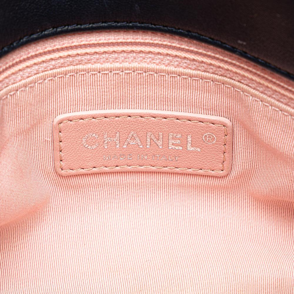 Chanel B Chanel Blue Navy Lambskin Leather Leather Quilted Lambskin and Tweed Elegant Trim Flap Italy
