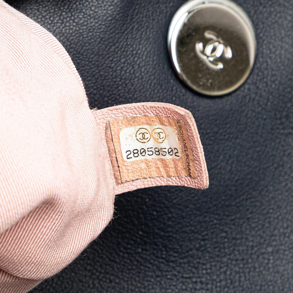 Chanel B Chanel Blue Navy Lambskin Leather Leather Quilted Lambskin and Tweed Elegant Trim Flap Italy