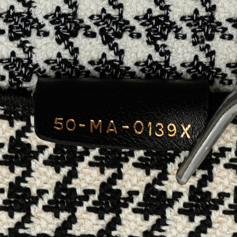 Christian Dior B Dior Black Canvas Fabric Large Houndstooth Embroidered Book Tote Italy