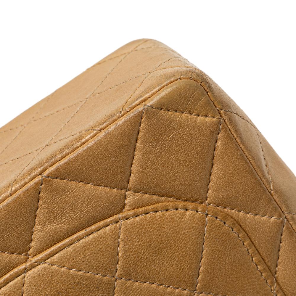 Chanel B Chanel Brown Caramel Lambskin Leather Leather Mini Square Classic Lambskin Single Flap France