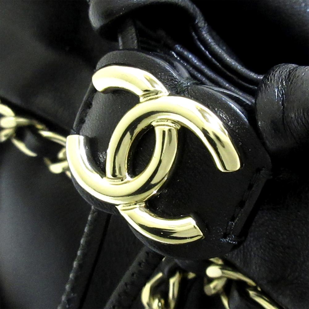 Chanel B Chanel Black Lambskin Leather Leather CC Bucket France