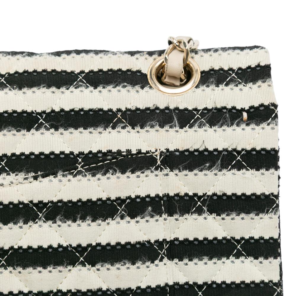 Chanel B Chanel Black Cotton Fabric Medium Classic Jersey Coco Sailor Double Flap France