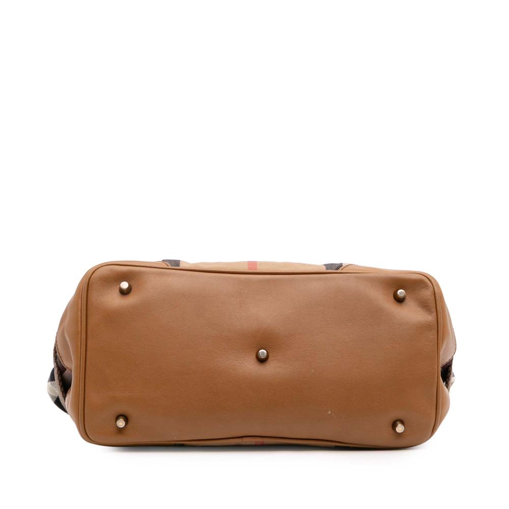 Burberry B Burberry Brown Light Brown Canvas Fabric House Check Brecon Satchel Italy