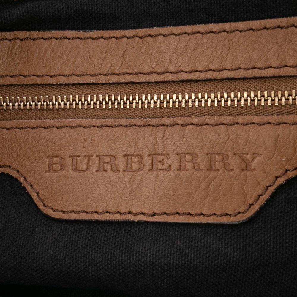 Burberry B Burberry Brown Light Brown Canvas Fabric House Check Brecon Satchel Italy