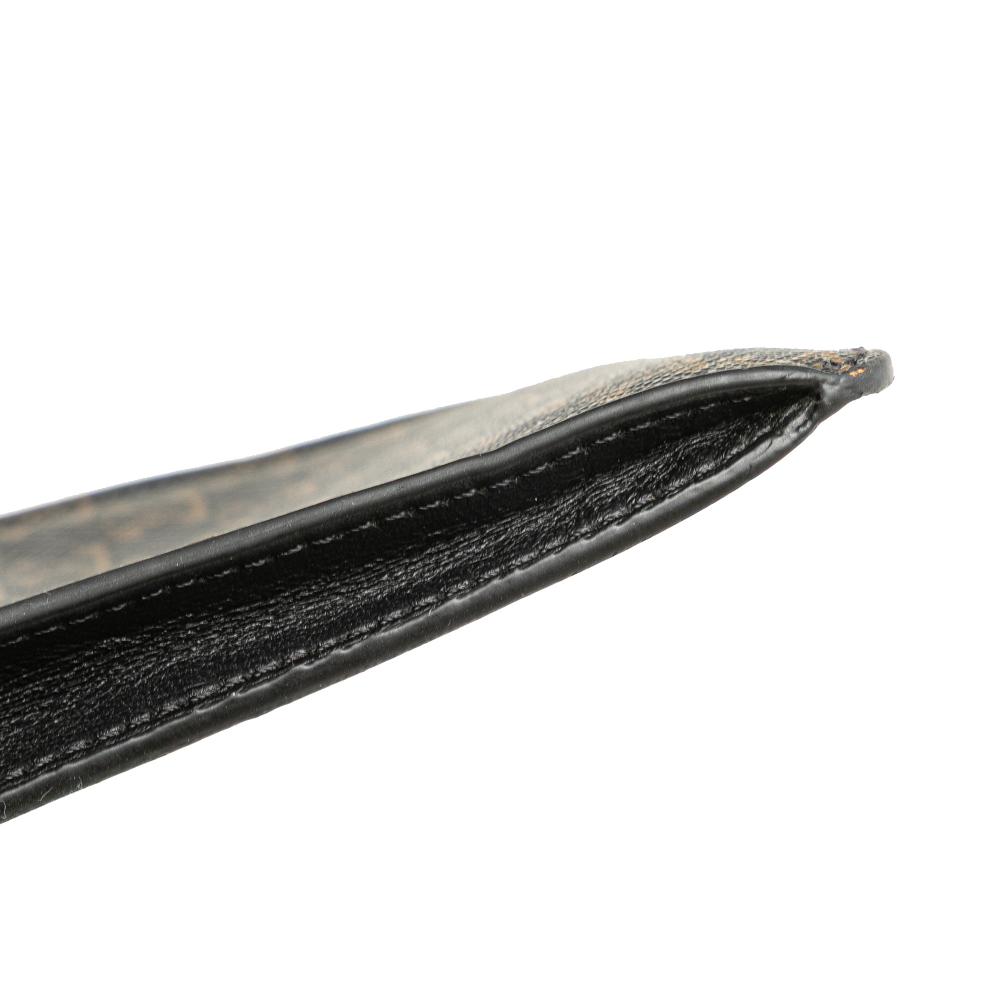 Celine B Celine Brown Dark Brown with Black Coated Canvas Fabric Triomphe Phone Pouch Flap Crossbody Italy