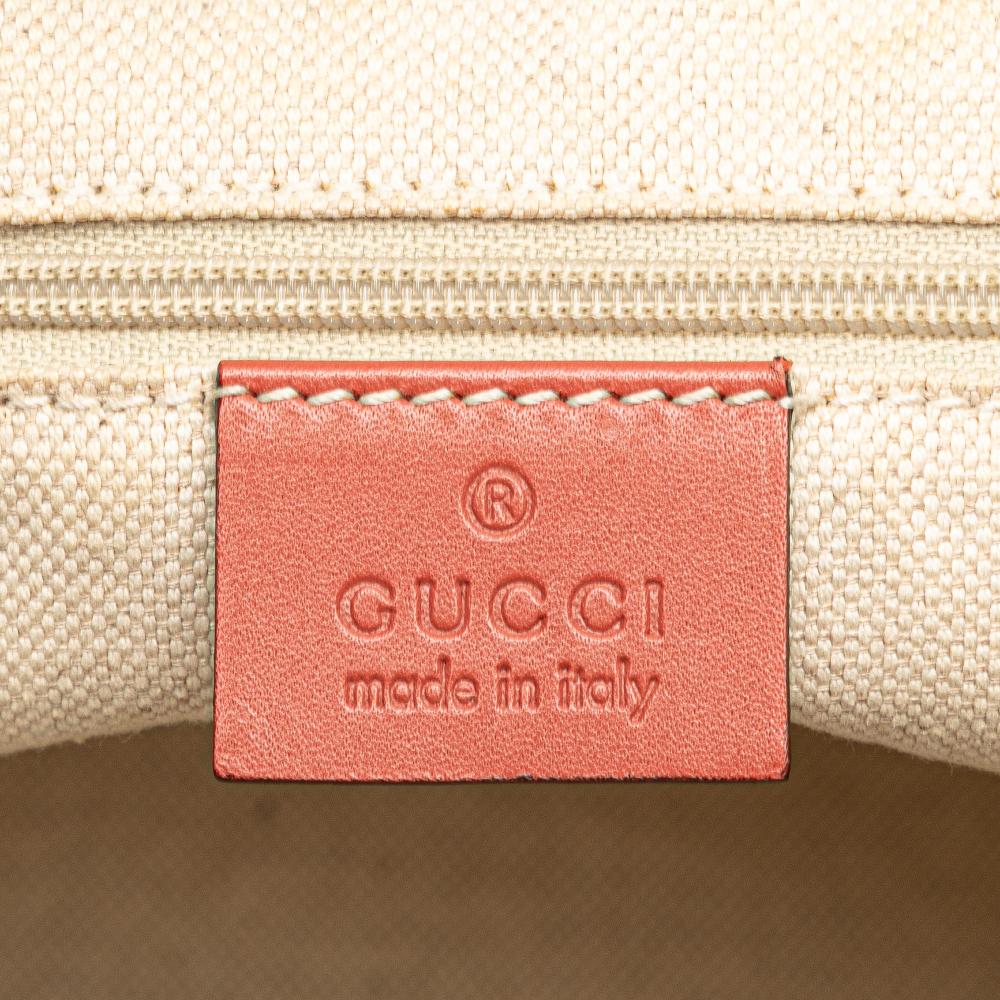 Gucci B Gucci Brown Beige Canvas Fabric Diamante Sukey Satchel Italy