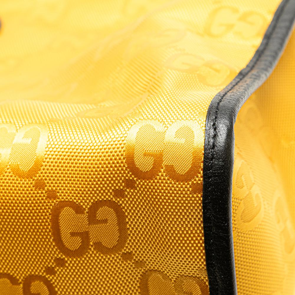 Gucci AB Gucci Yellow with Black Nylon Fabric GG Econyl Off The Grid Convertible Tote Italy