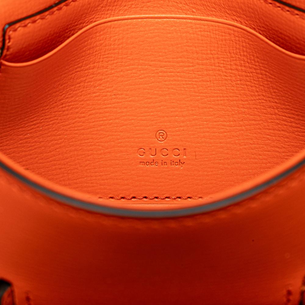 Gucci AB Gucci Orange Calf Leather Mini Horsebit 1955 Web Satchel Italy