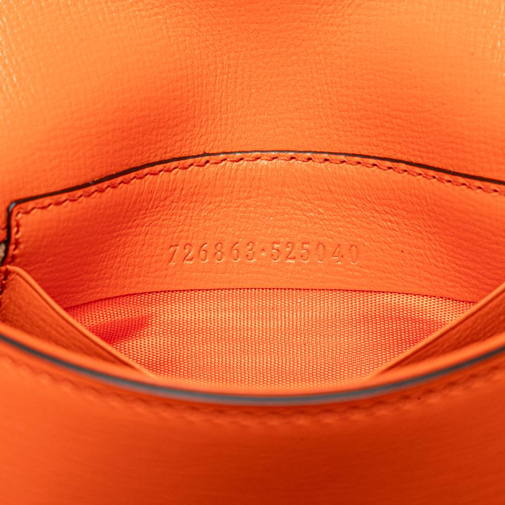 Gucci AB Gucci Orange Calf Leather Mini Horsebit 1955 Web Satchel Italy