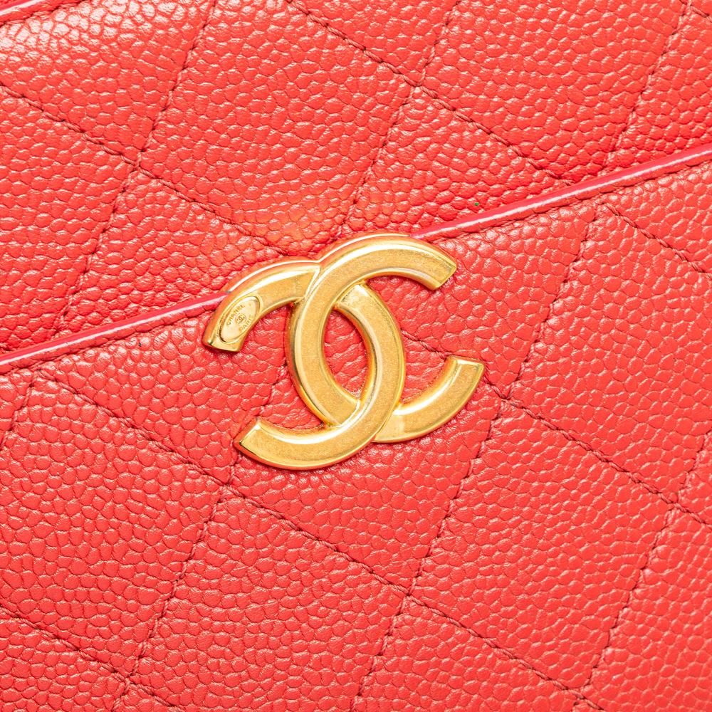 Chanel B Chanel Red Caviar Leather Leather Small Quilted Caviar Top Handle Camera Bag Italy