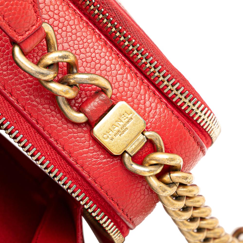Chanel B Chanel Red Caviar Leather Leather Small Quilted Caviar Top Handle Camera Bag Italy