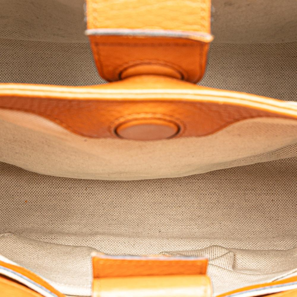 Gucci B Gucci Orange Calf Leather Small skin Bamboo Shopper Satchel Italy