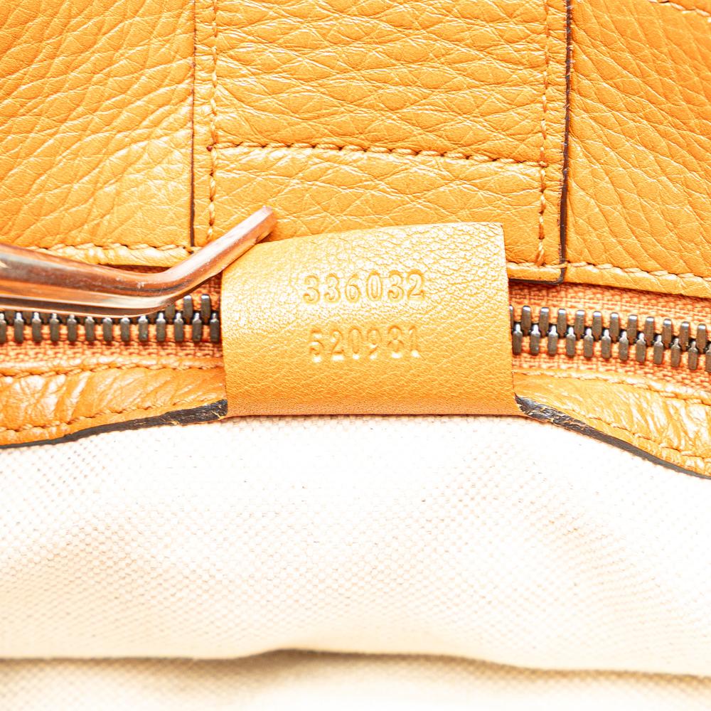 Gucci B Gucci Orange Calf Leather Small skin Bamboo Shopper Satchel Italy