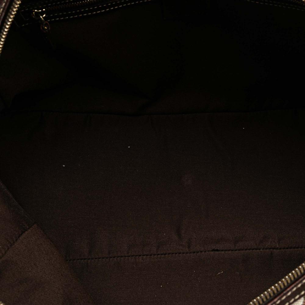 Gucci B Gucci White with Brown Dark Brown Canvas Fabric Printed Bamboo Horsebit Handbag Italy