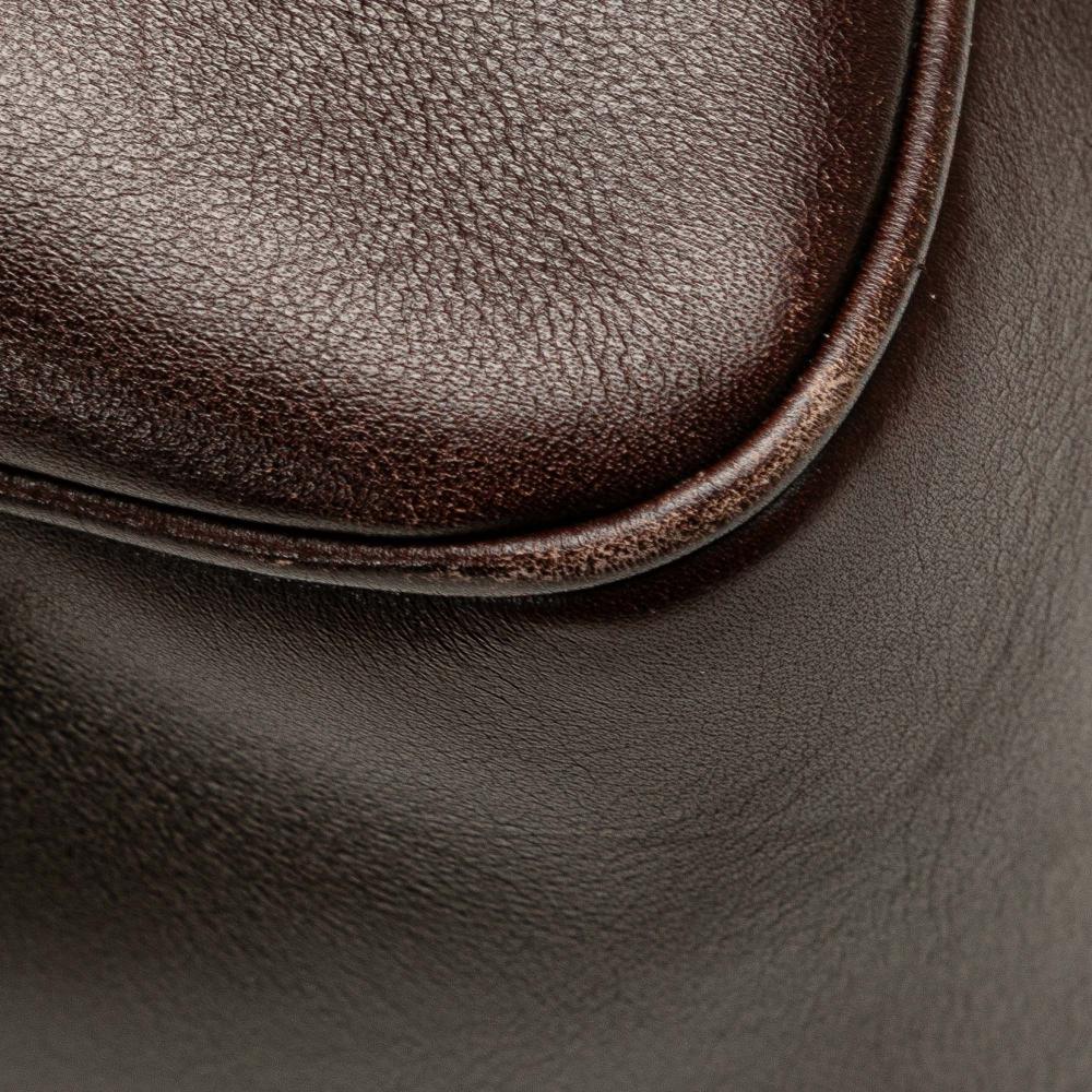 Gucci B Gucci White with Brown Dark Brown Canvas Fabric Printed Bamboo Horsebit Handbag Italy