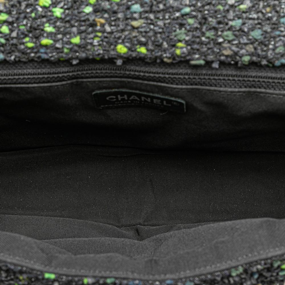 Chanel B Chanel Black Tweed Fabric CC Flap France