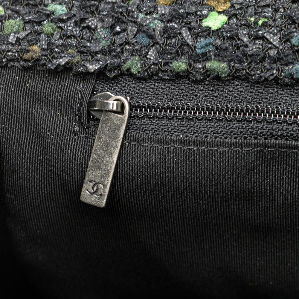 Chanel B Chanel Black Tweed Fabric CC Flap France