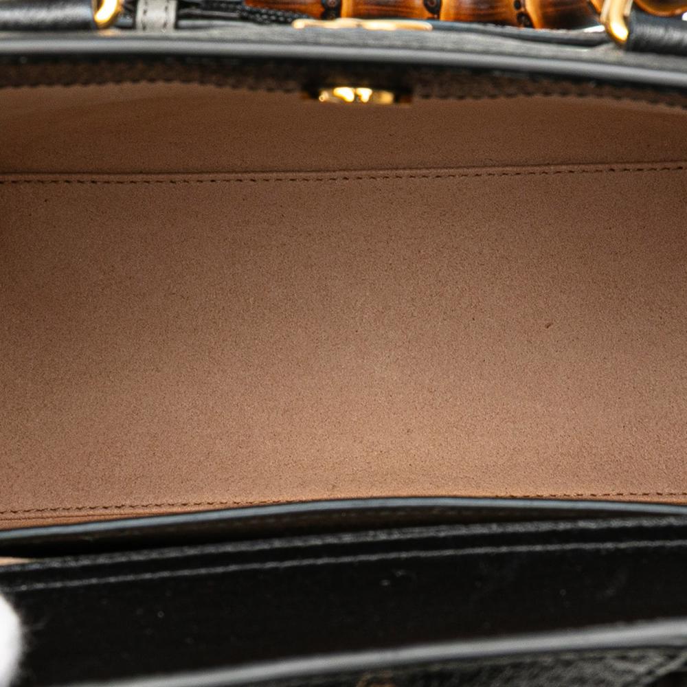 Gucci AB Gucci Black Calf Leather Small Bamboo Diana Satchel Italy