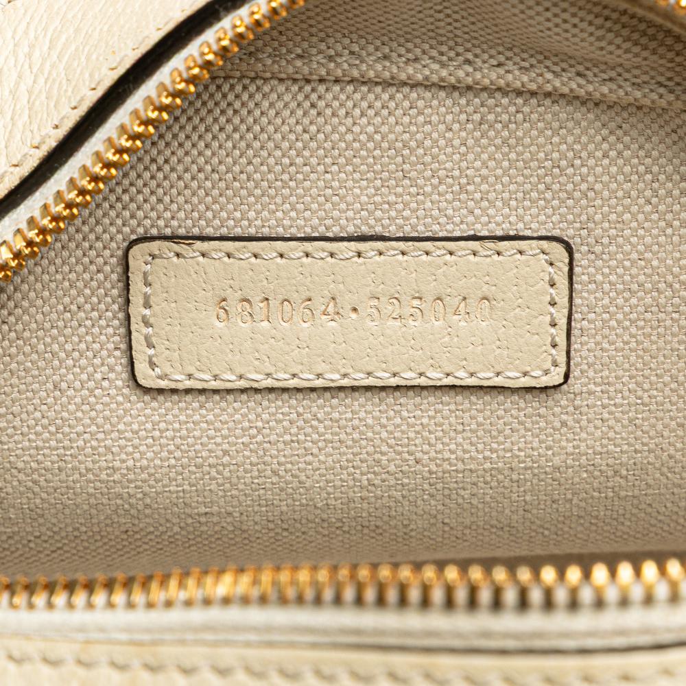 Gucci Brown Small GG Supreme Textured Calfskin Web Ophidia Camera Bag Italy