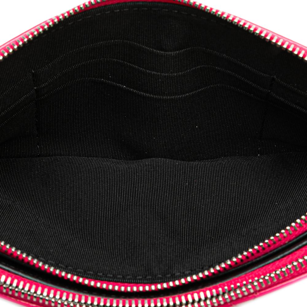 Chanel AB Chanel Pink Hot Pink Patent Leather Leather Bicolor Patent Double Zip Wallet on Chain Italy