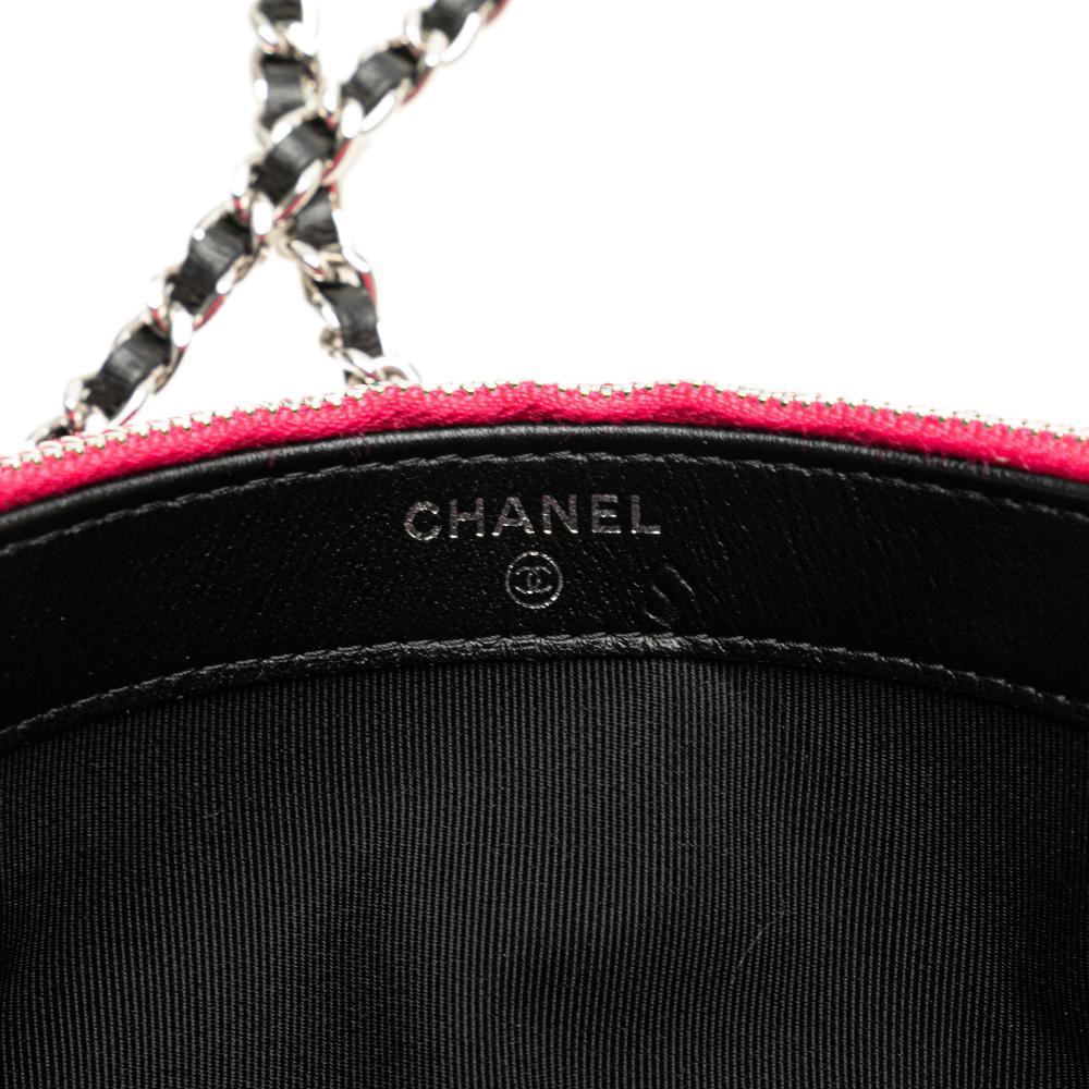Chanel AB Chanel Pink Hot Pink Patent Leather Leather Bicolor Patent Double Zip Wallet on Chain Italy