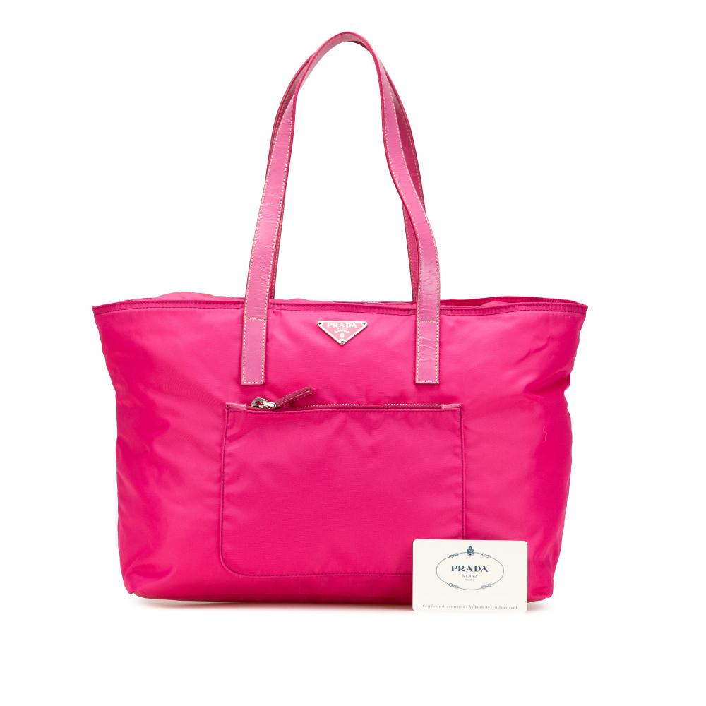 Prada B Prada Pink Hot Pink Nylon Fabric Tessuto Zip Tote Italy