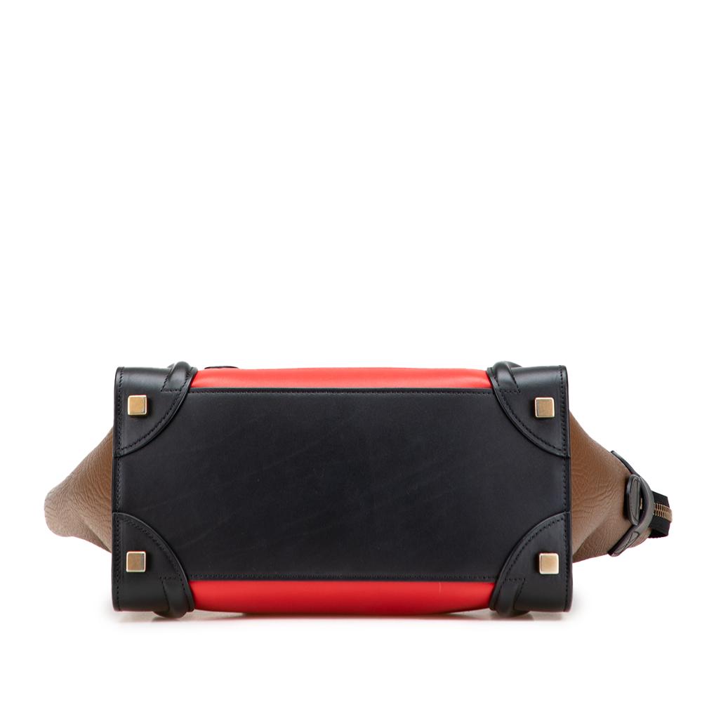 Celine B Celine Red with Multi Calf Leather Micro Tricolor Luggage Tote Italy