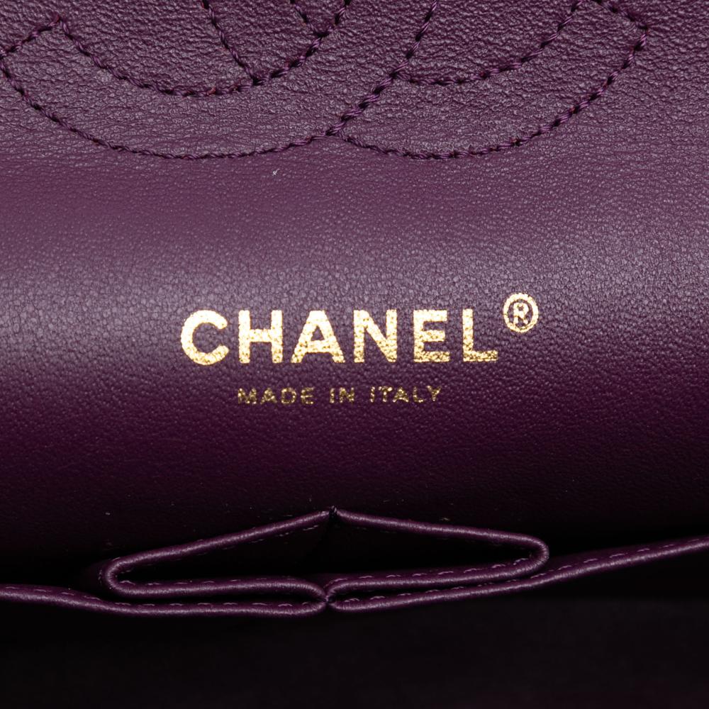 Chanel B Chanel Purple Dark Purple Lambskin Leather Leather Medium Classic Lambskin Double Flap Italy
