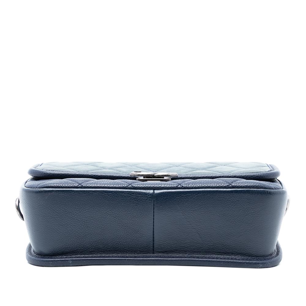 Chanel A Chanel Blue Calf Leather Small Quilted Iridescent skin and Caviar Daily Carry Flap Italy