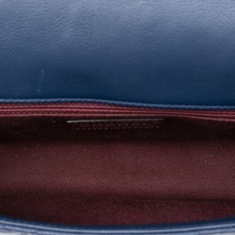 Chanel A Chanel Blue Calf Leather Small Quilted Iridescent skin and Caviar Daily Carry Flap Italy