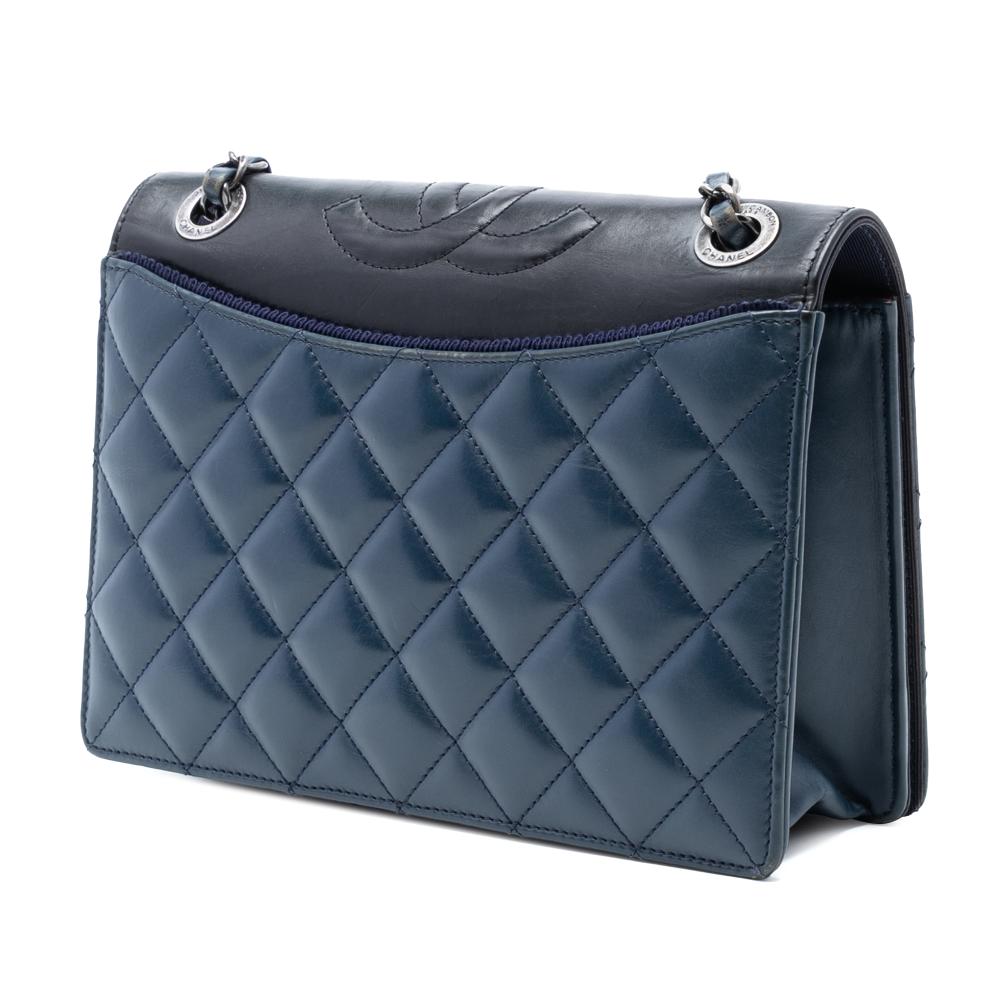 Chanel B Chanel Blue Navy Lambskin Leather Leather Medium Quilted Lambskin Ballerine Flap Italy