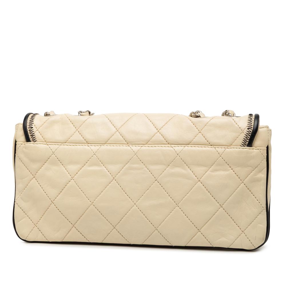 Chanel Brown Beige Lambskin Leather Leather Reissue 2.55 Quilted Aged Lambskin East/West Flap Italy