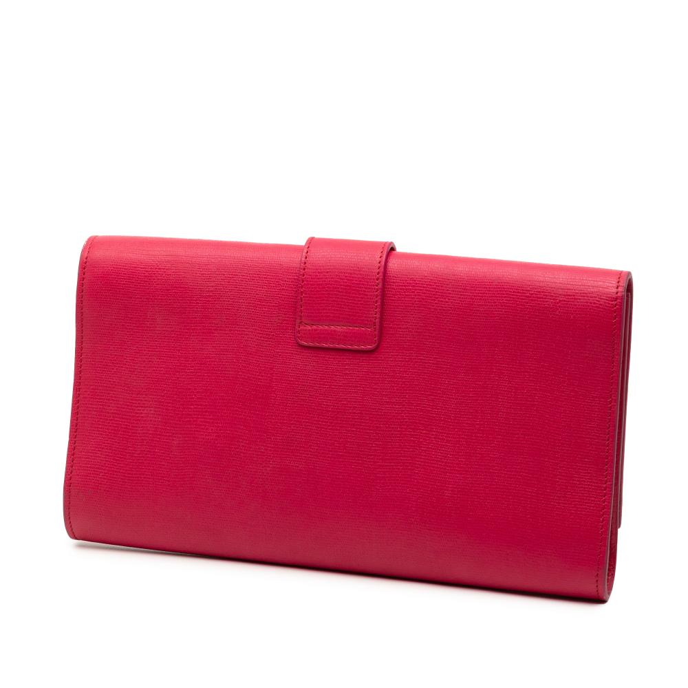 Saint Laurent AB Saint Laurent Pink Dark Pink Calf Leather Chyc Ligne Clutch Italy