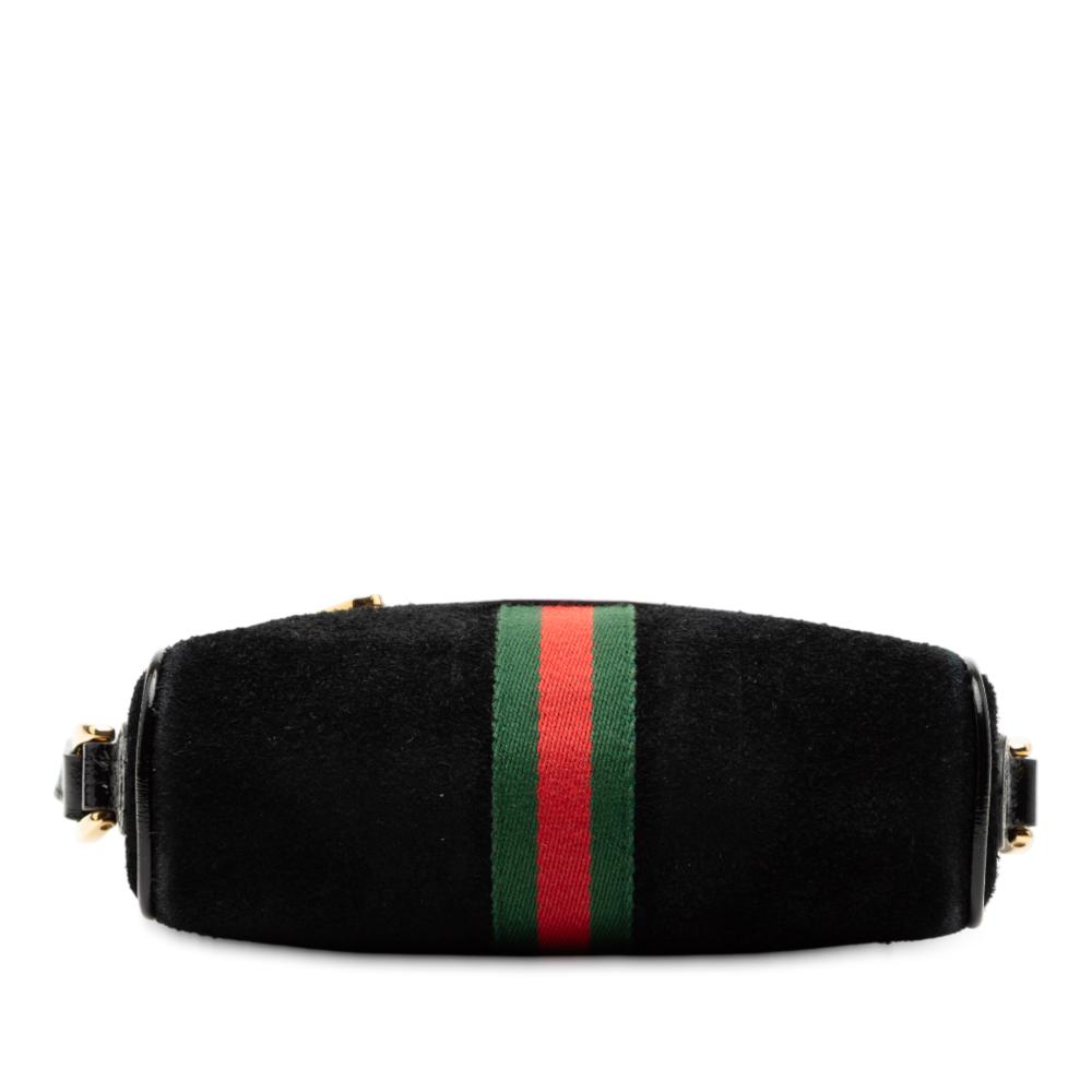 Gucci B Gucci Black Suede Leather Mini Ophidia Crossbody Italy