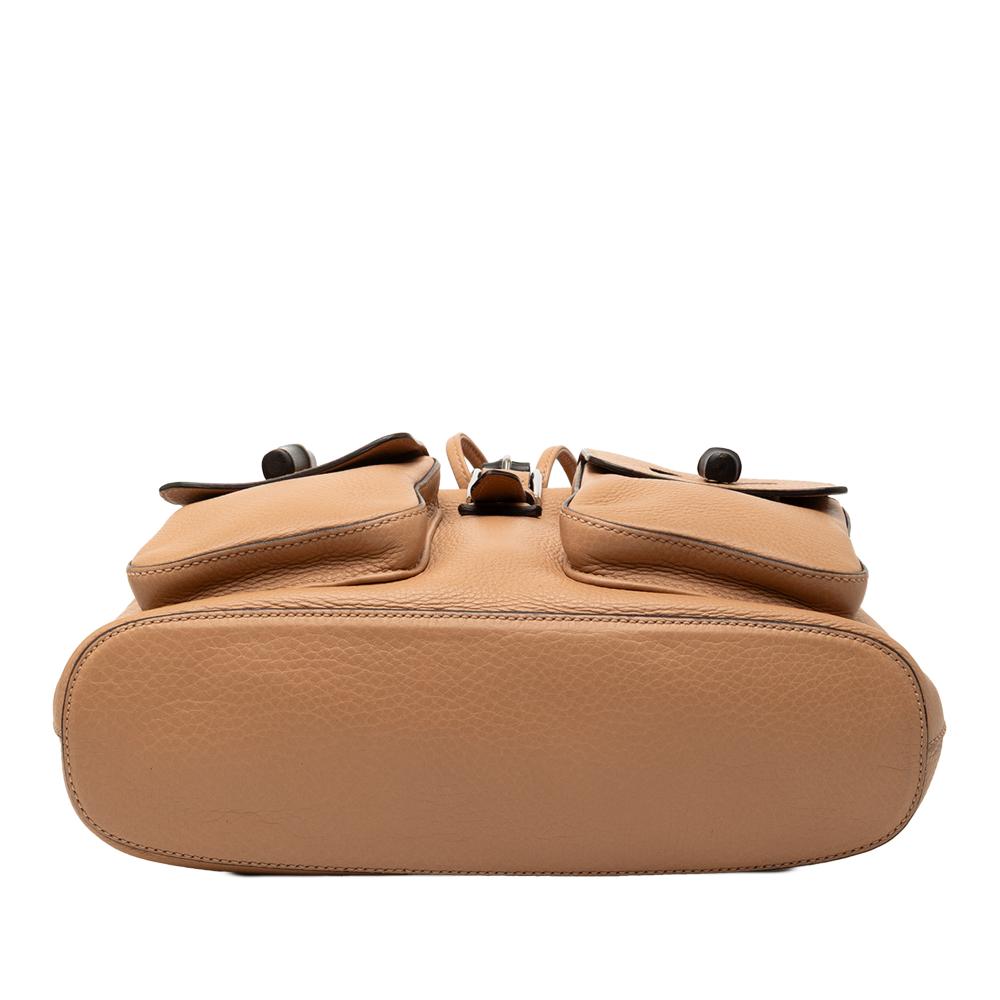 Gucci B Gucci Brown Light Brown Calf Leather Bamboo Tassel Backpack Italy