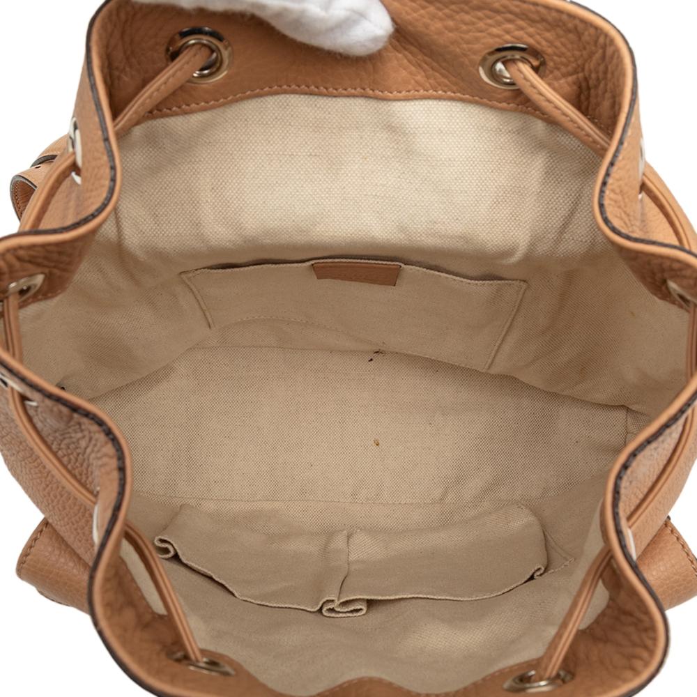 Gucci B Gucci Brown Light Brown Calf Leather Bamboo Tassel Backpack Italy